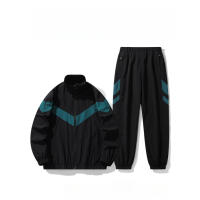 Conjunto Deportivo Casual para Hombres Primavera/Verano Chaqueta de Tracksuit con Cremallera, Pantalones con Cordón Material de Poliéster Diseño Sólido - details 2