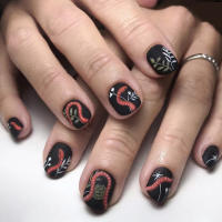 Uñas postizas negras con temática de Halloween, uñas postizas a prueba de salpicaduras para ropa de actuación en escenario - details 5