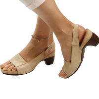 Sandalias de tacón alto grueso para mujer, zapatos de PU con fondo de corcho, color Beige y negro, talla grande 43, 42, 41, 40, 39, 35 - details 3