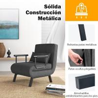Sofá Cama Convertible Silla de Dormir Individual Tri-Fold con Respaldo Ajustable de 6 Posiciones, Cojín Desmontable y Asiento Tapizado Estructura Metálica Plegable (Azul) - details 12