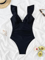 Bañador de una pieza para mujer, traje de baño ahuecado con volantes, Monokini Sexy, ropa de playa sin espalda para verano - details 3