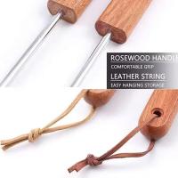 Nuevo Gancho giratorio de carne de acero inoxidable para barbacoa con mango de madera, gancho para carne, gancho para aleta de comida, fácil de limpiar - details 19