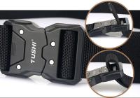Cinturón táctico militar de nailon para hombre, accesorios de supervivencia para exteriores, hebilla magnética de liberación rápida, color negro - details 2