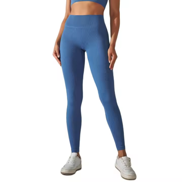 Pantalones deportivos de cintura alta sin costuras para yoga para mujer para hacer ejercicio y correr - 1