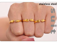 Anillo de Abrazo retro anillo de Maple inoxidable Anillo Grueso se puede ajustar para abrir Joyas simples y personalizadas para helbres y Mujeres - details 2