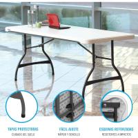 Mesa plegable rectangular ultrarresistente negra, Mesa exterior e interior para jardín, terraza, eventos y catering, Medidas 182x76cm, altura 73,5cm, Mesas plegables grandes - details 12