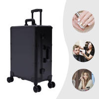 Estuche de tren de maquillaje rodante, organizador de viaje con luz LED y espejo, carro de cosméticos - details 8