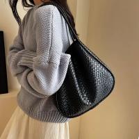 Bolso de hombro tejido de gran capacidad para mujer - Bolso de mano texturizado elegante con cierre magnético y correas fijas, bolso informal elegante de color sólido para ir al trabajo, ir de compras, citas (caqui/marrón claro/verde/negro), accesorio par - details 5