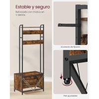 Perchero Zapatero Industrial Estante Superior con 9 Ganchos Estilo Rústico Marrón y Negro - details 14