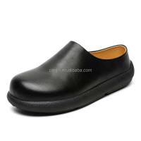 Nuevos zuecos de madera de cuero genuino de alta calidad para hombres talla grande 38-46 antideslizantes informales zapatos de moda ligeros negros puros - details 0