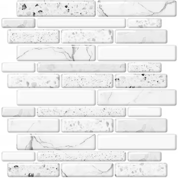 Baldosas autoadhesivas para cocina con diseño de piedra rociadora, color blanco, 10 hojas - 1