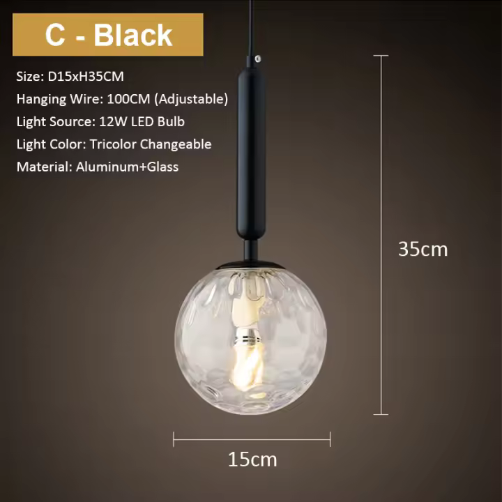 Tomaxin Luz de colgante moderna de metal Bombilla LED ahorradora de energía - 1