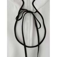 Mini vestido blanco con cordones y cuello levantado para mujer, Vestidos elegantes de manga larga para fiesta, Vestidos clásicos calados para mujer - details 5