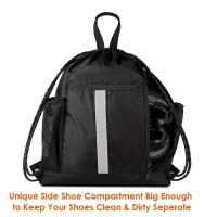 Bolsa de gimnasio deportiva de nailon, mochila ultraligera con cordón de gran capacidad, correas ajustables, mochila portátil multifuncional para senderismo - details 8