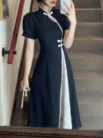 Vestido elegante de talla grande para mujer, nuevo estilo, Cheongsam mejorado, pintura de tinta Oriental, verano - details 6