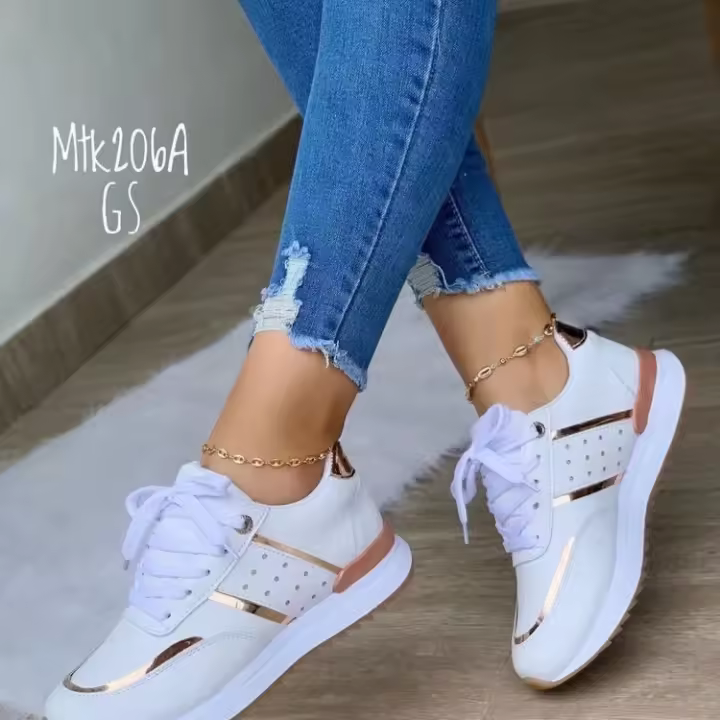 Primavera 2023, nuevos zapatos deportivos informales de corte bajo con bloqueo de Color y parte inferior gruesa grande para mujer - 1