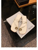 Verano nueva espina de pescado fondo plano cabeza cuadrada palabra con dedo del pie zapatillas geniales mujeres - details 10