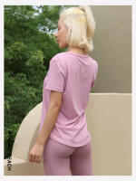 Camiseta deportiva de manga corta para mujer, Top ligero de gimnasio, suave y transpirable, CTQ - details 6