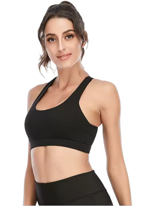Tops cortos cruzados para mujer, camisa deportiva de Yoga de manga corta negra - 1
