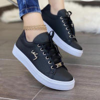 Zapatillas de deporte de cuero sintético para mujer, cómodas y a la moda, zapatos planos con plataforma transpirable, primavera y verano, - details 2