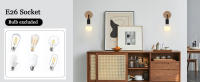 Mini aplique de pared moderno, accesorio de luz Industrial clásico con Base de madera para dormitorio, baño y pasillo, sin bombilla - details 1
