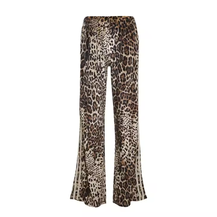 Pantalones Casuales Digitales con Estampado de Leopardo Cómodos y Cansados con Costura a Rayas de Otoño 2024 - 1