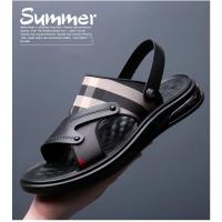 Sandalias de piel auténtica para hombre, chanclas de playa con amortiguación de aire, de diseñador, con hebilla, envueltas en el tobillo, de marca - details 24