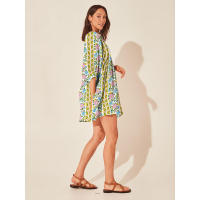 Vestido corto de vacaciones de playa de rayón informal suelto con lazo floral para mujer de moda de verano - details 159