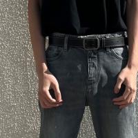 Cinturón de cuero con hebilla de Pin para hombre, correa de cintura delgada, cinturones de vestir para pantalones, decoración de cintura versátil, diseño de lujo, marca - details 1