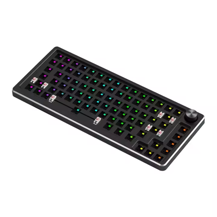 Kit de teclado mecánico de aluminio de 83 teclas, teclados para juegos multifunción de metal personalizados con intercambio en caliente RGB con cable, negro - 1