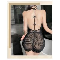 Hermoso nuevo camisón sexy de tul con cuello bajo, tirantes y lazo con aberturas en la espalda, almohadilla en el pecho y conjunto de pijama. - details 5