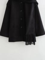 Chaqueta elegante suelta de media temporada para mujer, cuello con bufanda en zigzag, ropa de moda, otoño e invierno, 2024 - details 74