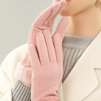 Guantes gruesos de cuero de felpa para mujer, guantes cálidos de esquí al aire libre, elegantes e informales para pantalla táctil, moda de invierno - details 7