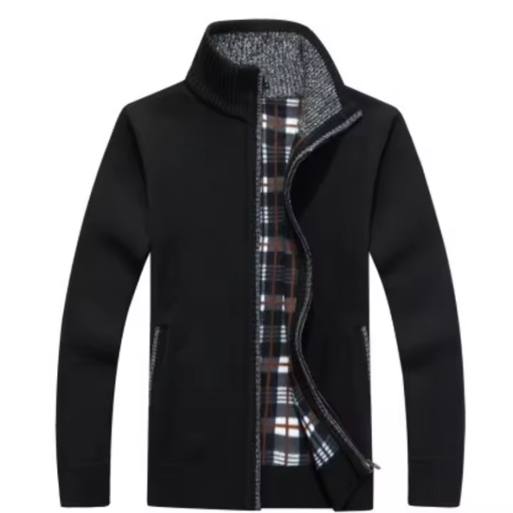 Suéteres de otoño invierno para hombre, suéter de punto grueso, cálido, suelto, con cuello levantado y - 1