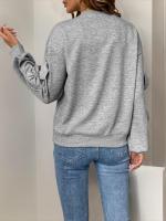 Sudadera de Moda Harajuku para Mujer Cuello Redondo, Ajuste Suelto, Algodón Gris - details 5