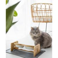 Comedero de cerámica para perros o gatos altura regulable 350 ml por cuenco comedero para perros y gatos ideal para perros pequeños cuencos con estación de alimentación de bambú + base antideslizante - details 8
