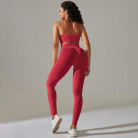 Conjunto de Yoga Sin Costuras para Mujeres Chaleco de Entrenamiento, Pantalones, Sujetador, Shorts de Gimnasio, Leggings de Correr de Cintura Alta Conjuntos Deportivos - details 5