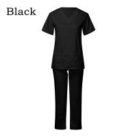 Uniforme de trabajo de enfermera de manga corta con cuello en V de color sólido para mujer, conjunto de ropa de trabajo de enfermería médica para médico de hospital, ropa de cirugía Dental - details 4