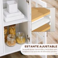 Cocina Isla Multifuncional con Ruedas 2 Cajones, 3 Puertas de Vidrio Templado, Toallera y Especiero - details 4