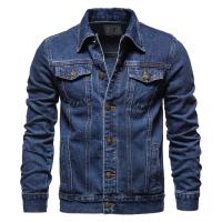 Chaquetas de Denim de Cuello Rico para Hombres Ajuste Delgado, Moda Motocicleta, Pendientes Casuales de Algodón, Negro y Azul - details 1
