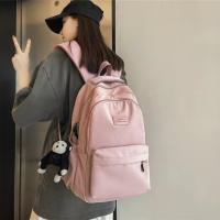 Mochila de campus juvenil para hombres y mujeres,mochila simple de gran capacidad de color sólido, escolar para estudiantes - details 1