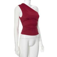 Camiseta sin mangas con espalda descubierta y un solo hombro, color caramelo, Ustada, sexy, sin cuello, casual - details 36