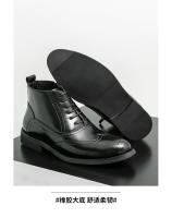 Nuevas botas cortas en contraste, zapatos de cuero altos con cordones de negocios de moda para hombres británicos - details 4