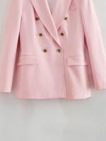TRAFZA-traje elegante de manga larga para mujer, traje con cuello, Bolsillo falso, decorado, Color sólido, estilo callejero, prendas de vestir exteriores informales - details 6