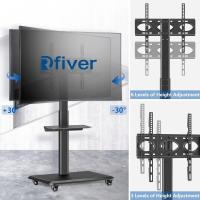 Soporte de Televisión Móvil con Ruedas Soporte de Almacenamiento de TV de Madera Blanca Alto con Elevación +/-30° Para TV de 26-65 Pulgadas Max 35 KG Estante de Almacenamiento de Media y TV - details 12
