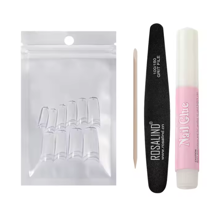 ROSALIND-10 pegatinas con lima de uñas para manicura, herramientas de esmalte de uñas en Gel, pegamento para uñas, Kit de 4 piezas - 1