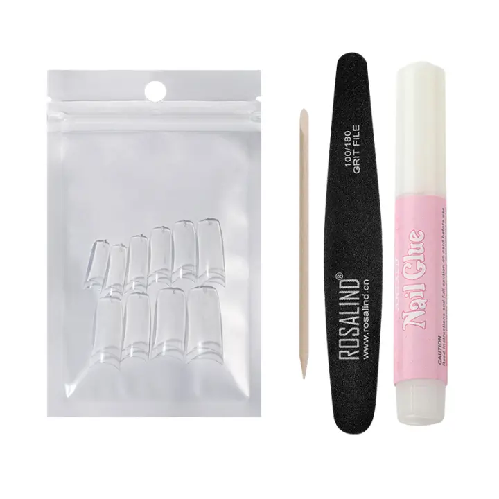 ROSALIND-10 pegatinas con lima de uñas para manicura, herramientas de esmalte de uñas en Gel, pegamento para uñas, Kit de 4 piezas - 1