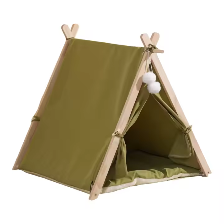 Cama de madera para perros y gatos, tienda de campaña de diseño Simple, prevención de mosquitos, casa de dormir para mascotas, producto para interiores, verano e invierno - 1
