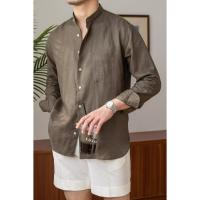 Camisa de Lino para Hombre Verano 2025 Cuello Henley Elegante Manga Larga Transpirable - details 3