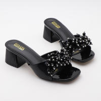 Tacones altos con tiras, tacones gruesos, perlas versátiles, sencillos. - details 3